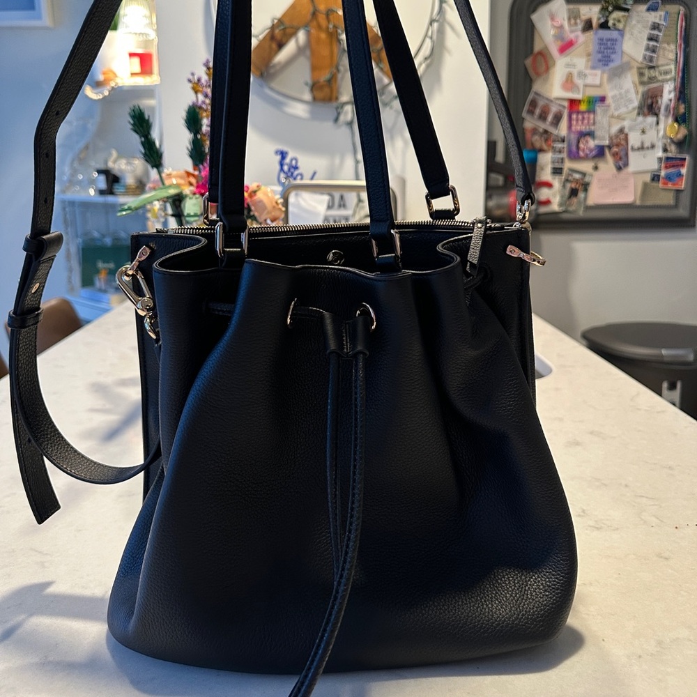 Italian Leather Triple Compartment Bucket Bag